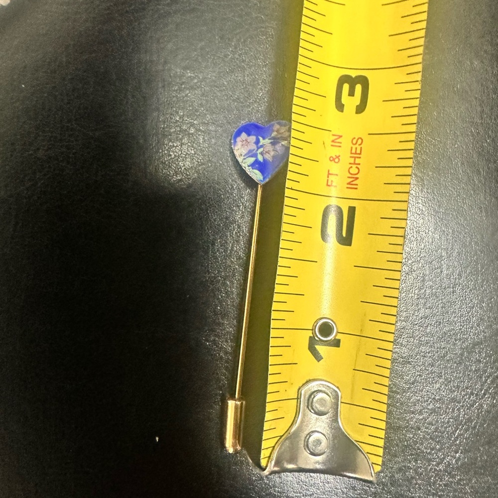 Vintage Blue Heart Floral Stick Pin - Picture 4 of 4